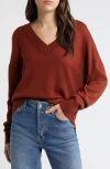 Treasure & Bond Relaxed V-neck Sweater In Rust Hills
