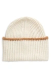 Treasure & Bond Rib Contrast Beanie In Ivory Combo