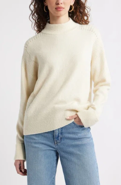Treasure & Bond Rib Detail Mock Neck Sweater In Neutral