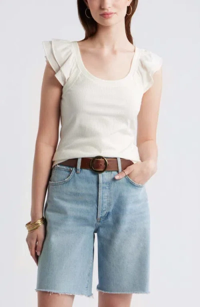 Treasure & Bond Rib Flutter Tank In White