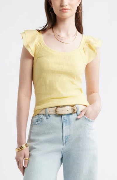 Treasure & Bond Rib Flutter Tank In Yellow