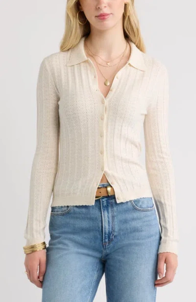 Treasure & Bond Ribbed Pointelle Cardigan In White