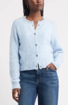 Treasure & Bond Rolled Crewneck Cardigan In Blue