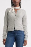 Treasure & Bond Rolled Crewneck Cardigan In Gray