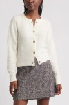 Treasure & Bond Rolled Crewneck Cardigan In White