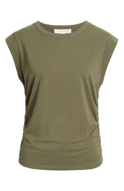Treasure & Bond Ruched Muscle Tee In Olive Kalamata