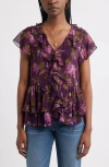 Treasure & Bond Ruffle Chiffon Top In Multi