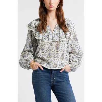 Treasure & Bond Ruffle Collar Top In Multi
