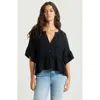 Treasure & Bond Ruffle Peplum Top In Black