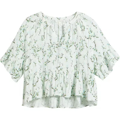 Treasure & Bond Ruffle Peplum Top In Green