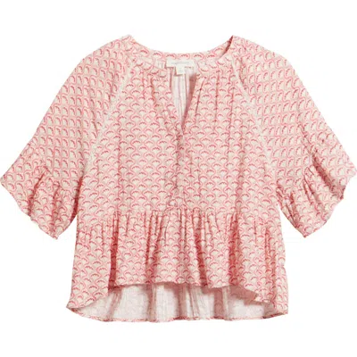 Treasure & Bond Ruffle Peplum Top In Pink