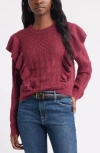 Treasure & Bond Ruffle Pointelle Sweater In Brown