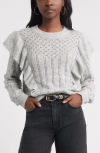 Treasure & Bond Ruffle Pointelle Sweater In Gray