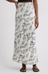 Treasure & Bond Scalloped Hem Linen Blend Maxi Skirt In Multi
