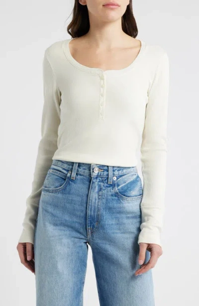 Treasure & Bond Scoop Neck Henley In Ivory Dove