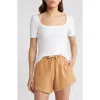 Treasure & Bond Scoop Neck Rib Top In White