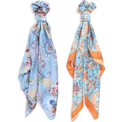 Treasure & Bond Scrunchie Hair Scarf Set In Multi