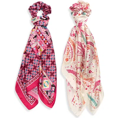 Treasure & Bond Scrunchie Hair Scarf Set In Multi