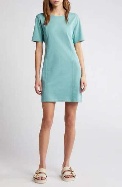 Treasure & Bond Seamed Organic Cotton T-shirt Dress In Seaglass
