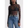 Treasure & Bond Sheer Lace Top In Black