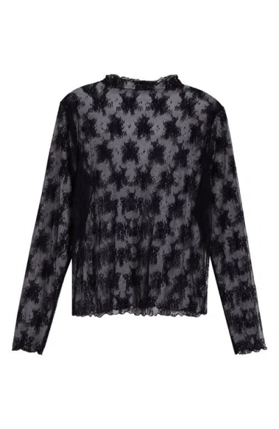 Treasure & Bond Sheer Lace Top In Black