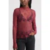 Treasure & Bond Sheer Lace Top In Brown