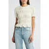 Treasure & Bond Shirred Lace Top In Ivory Dove