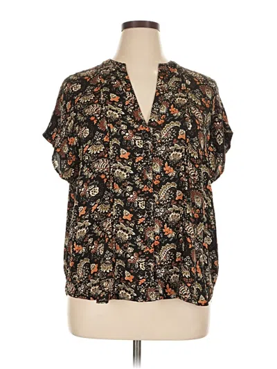 Pre-owned Treasure & Bond Short Sleeve Blouse In Black