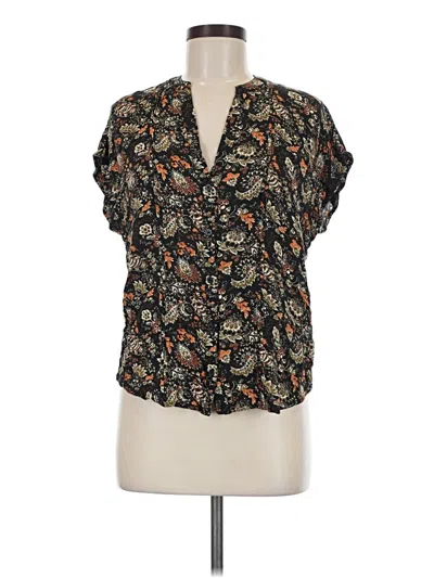 Pre-owned Treasure & Bond Short Sleeve Blouse In Black
