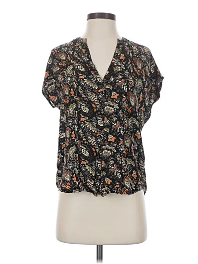 Pre-owned Treasure & Bond Short Sleeve Blouse In Black