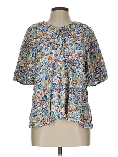 Pre-owned Treasure & Bond Short Sleeve Blouse In Blue