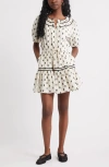 Treasure & Bond Short Sleeve Cotton Blend Tiered Minidress In White