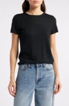 Treasure & Bond Short Sleeve Crewneck Sweater In Black