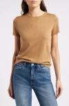 Treasure & Bond Short Sleeve Crewneck Sweater In Brown Bear