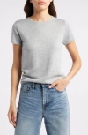 Treasure & Bond Short Sleeve Crewneck Sweater In Grey Heather
