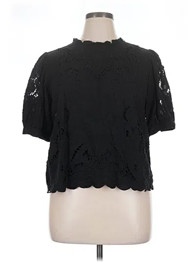 Pre-owned Treasure & Bond Short Sleeve Top Black Mock Neckline Tops