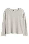 Treasure & Bond Shrunken Crop Boxy Thermal Crewneck Top In Grey Heather