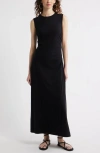 Treasure & Bond Side Ruched Cotton Maxi Dress In Black