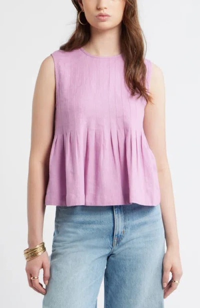 Treasure & Bond Sleeveless Pleated Linen Blend Top In Pink