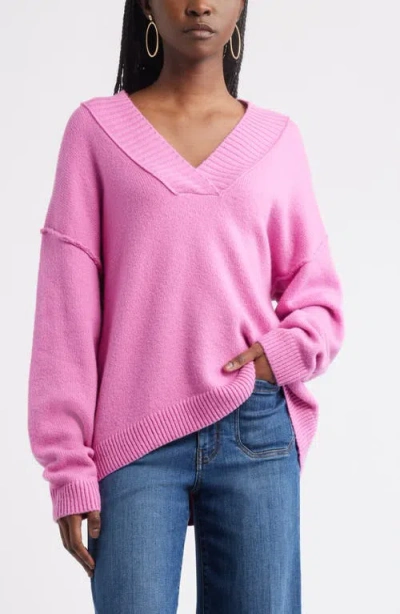 Treasure & Bond Slouchy V-neck Sweater In Pink