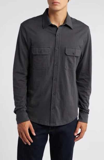 Treasure & Bond Slub Jersey Button-up Shirt In Grey Phantom