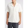 Treasure & Bond Slub Knit Cotton Camp Shirt In Ivory Egret