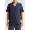 Treasure & Bond Slub Knit Cotton Camp Shirt In Navy India Ink