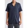Treasure & Bond Slub Knit Cotton Camp Shirt In Navy India Ink