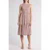 Treasure & Bond Smocked Sleeveless Midi Dress In Ivory D- Rust Garden Dot