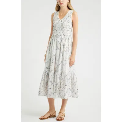 Treasure & Bond Smocked Tank Midi Dress In Neutral