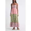 Treasure & Bond Smocked Tiered Sleeveless Maxi Dress In Multi