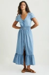Treasure & Bond Smocked Waist Chambray Maxi Dress In Light Wash