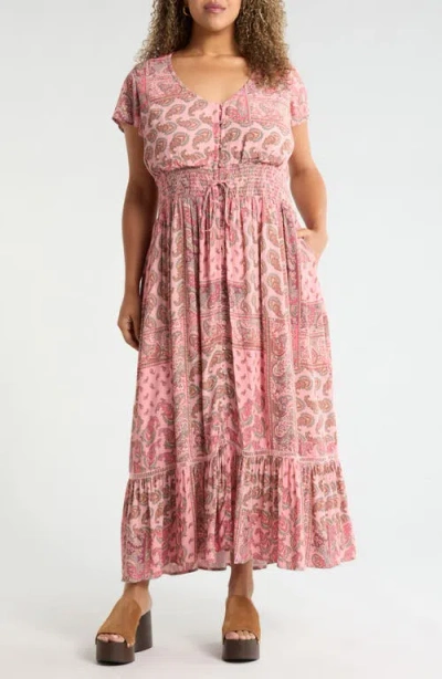 Treasure & Bond Smocked Waist Maxi Dress In Pink