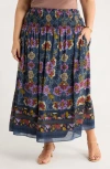 Treasure & Bond Smocked Waist Maxi Skirt In Blue